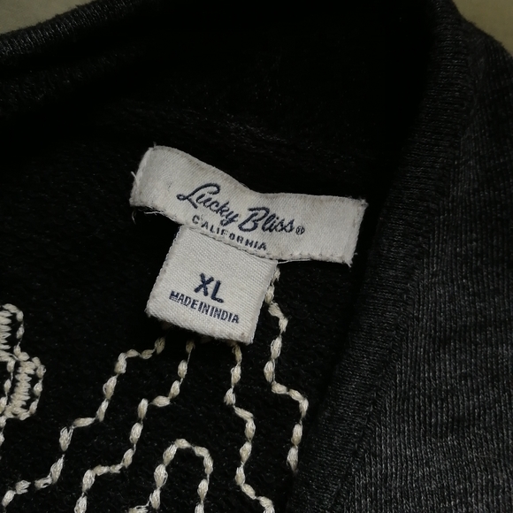 LUCKY BLISS Lucky Brand Grey Waterfall Aztec Cardigan Southwestern Boho XL - Picture 6 of 8